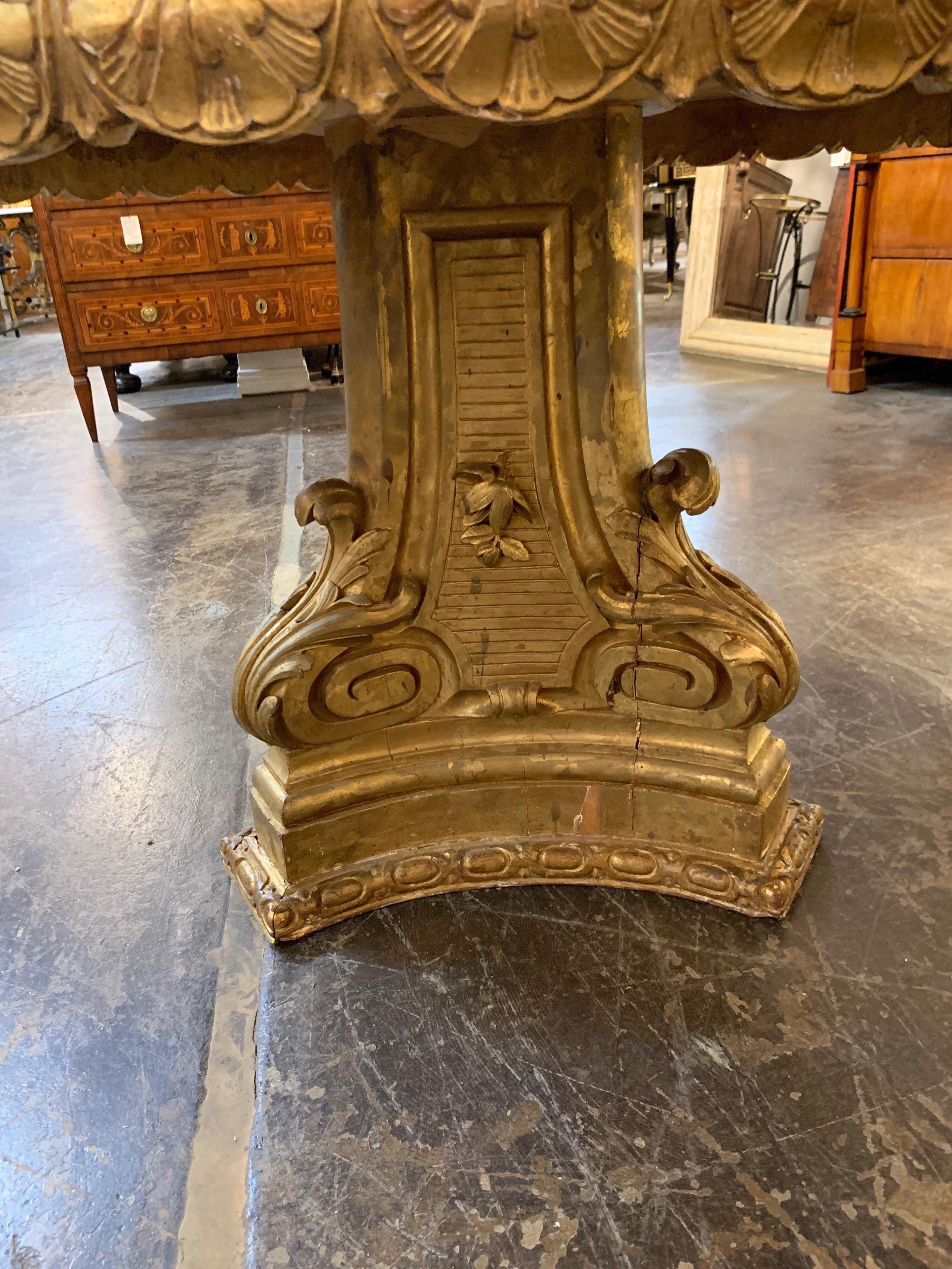 19th Century Italian Giltwood Centre Table with Scagliola Marble Top In Good Condition In Dallas, TX