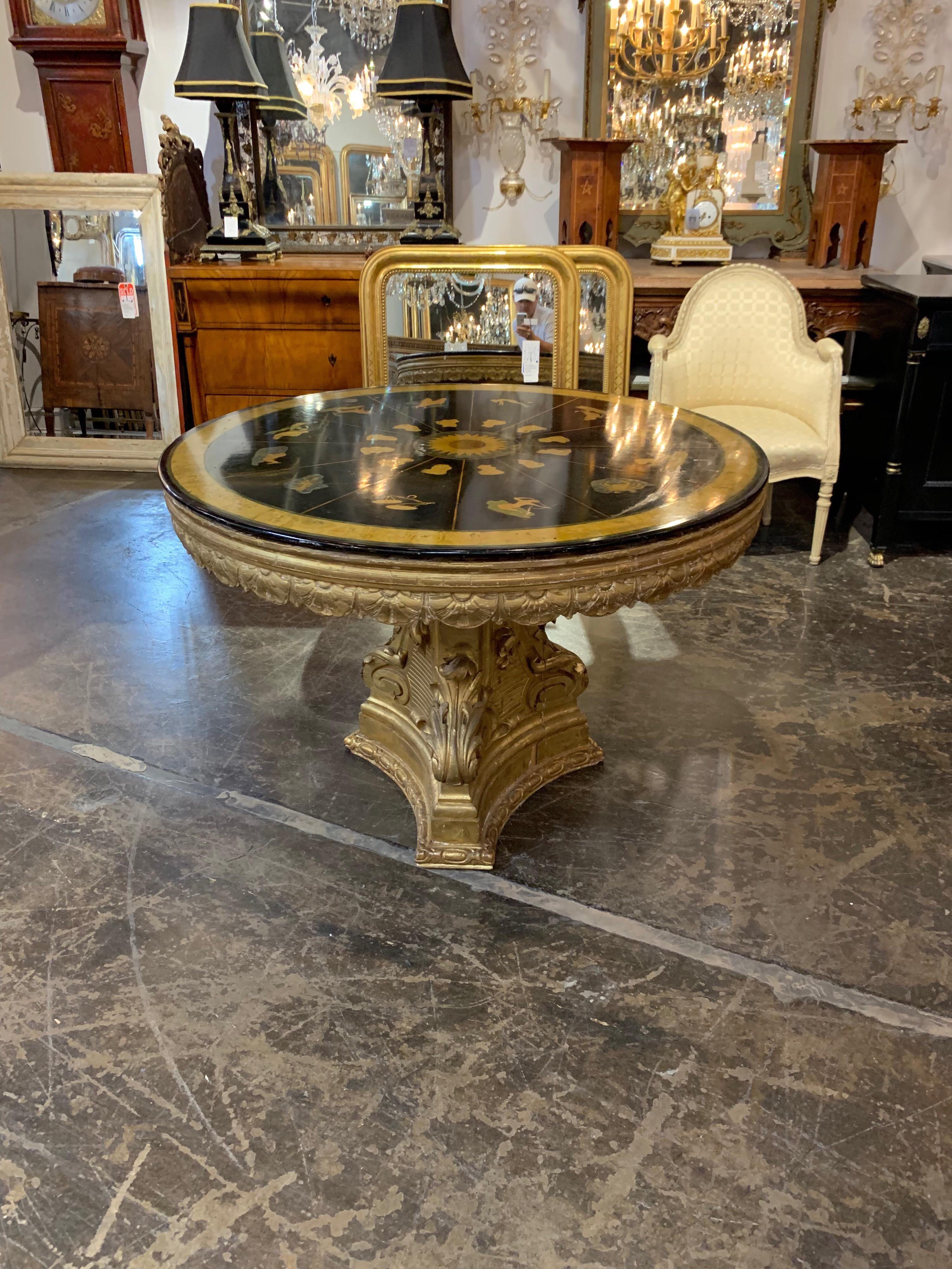 19th Century Italian Giltwood Centre Table with Scagliola Marble Top 2