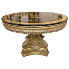19th Century Italian Giltwood Centre Table with Scagliola Marble Top