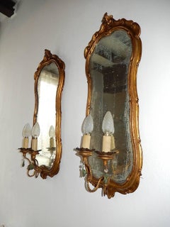 19th Century Italian Giltwood Mirror Sconces