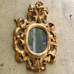 19th Century Italian Gilt Wood Oval Mirror with Mercury Glass from Como Lake