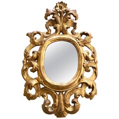 19th Century Italian Gilt Wood Oval Mirror with Mercury Glass from Como Lake