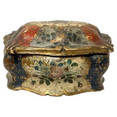 19th Century Italian Gilt Wood Painted Trinket Box