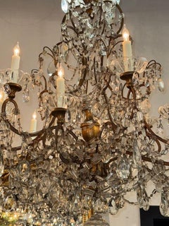 19th Century Italian Giltwood and Beaded Crystal Chandelier