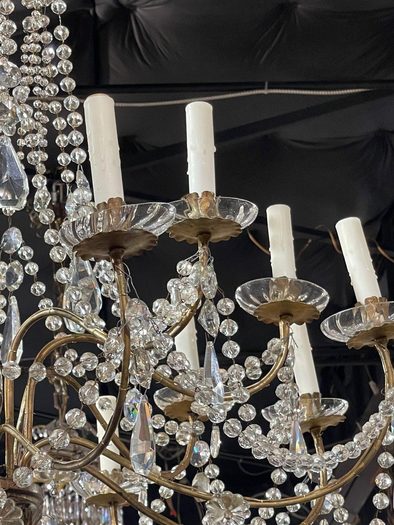 19th Century Italian Giltwood and Crystal Chandelier For Sale 2