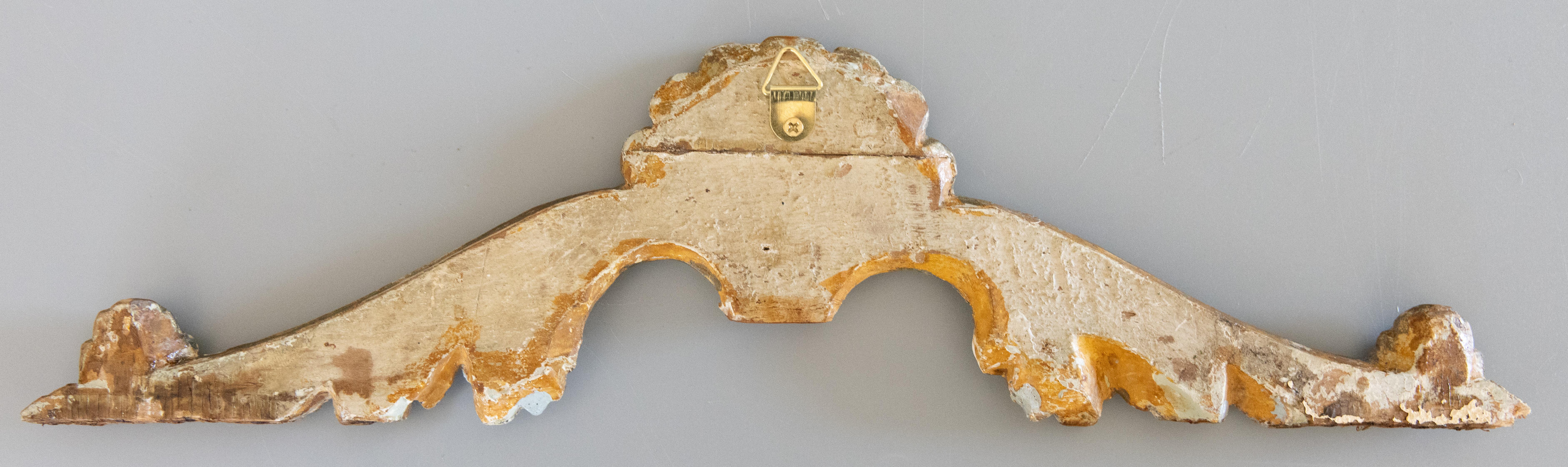 19th Century Italian Giltwood Architectural Fragment Wall Swag Pediment For Sale 1