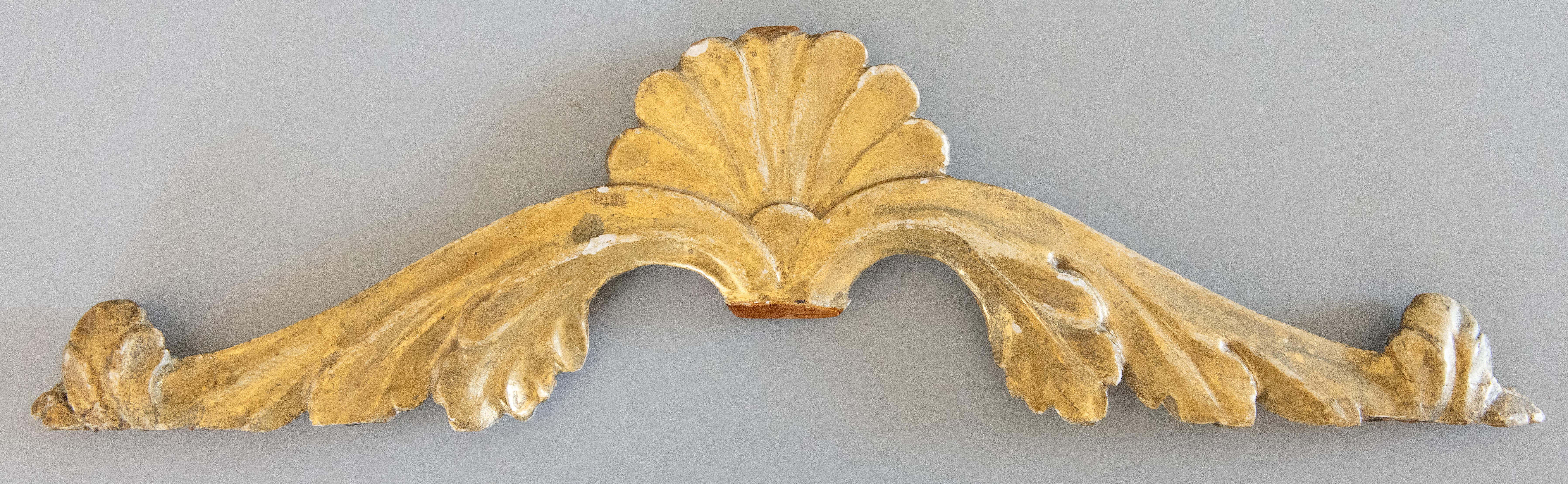 19th Century Italian Giltwood Architectural Fragment Wall Swag Pediment For Sale 2
