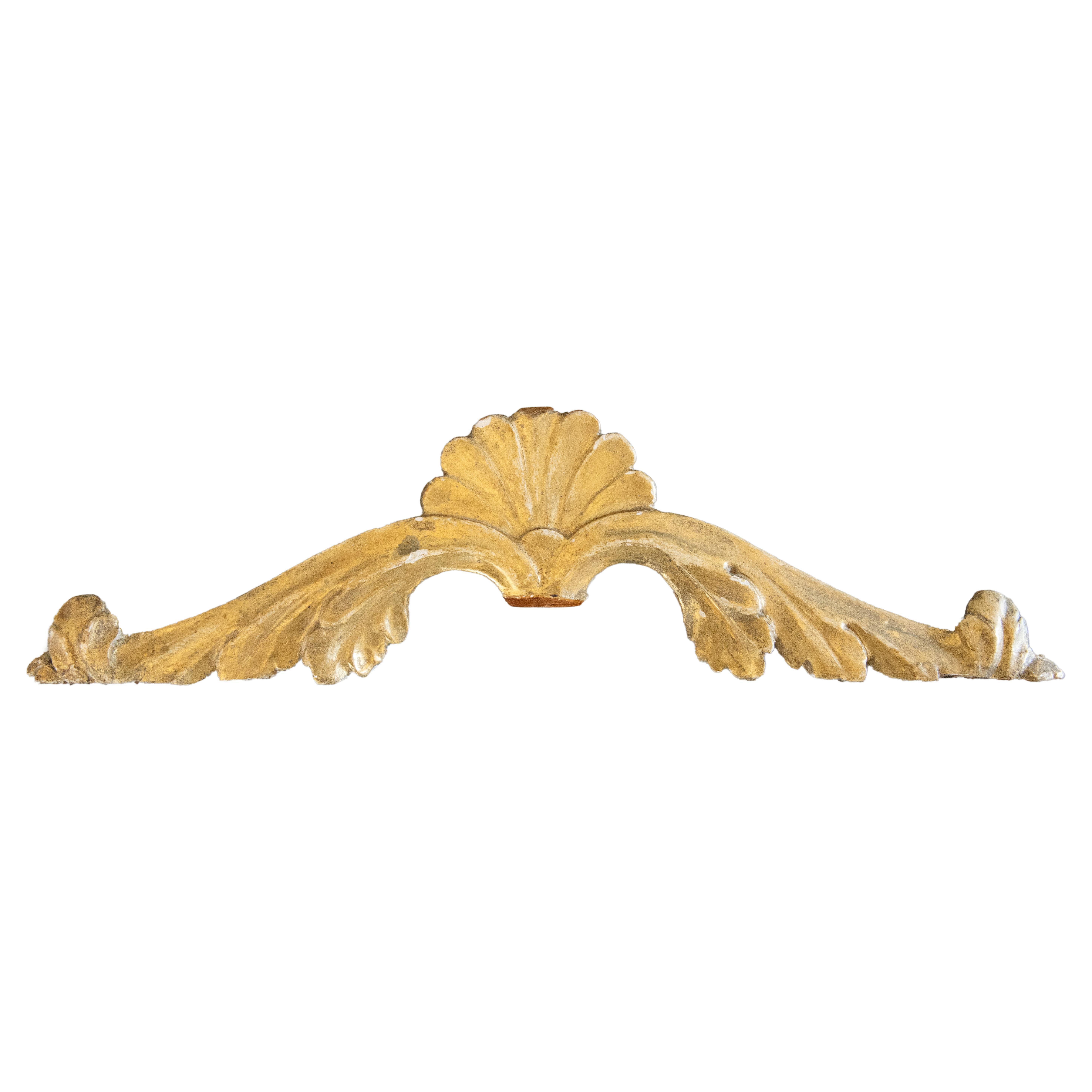 19th Century Italian Giltwood Architectural Fragment Wall Swag Pediment For Sale