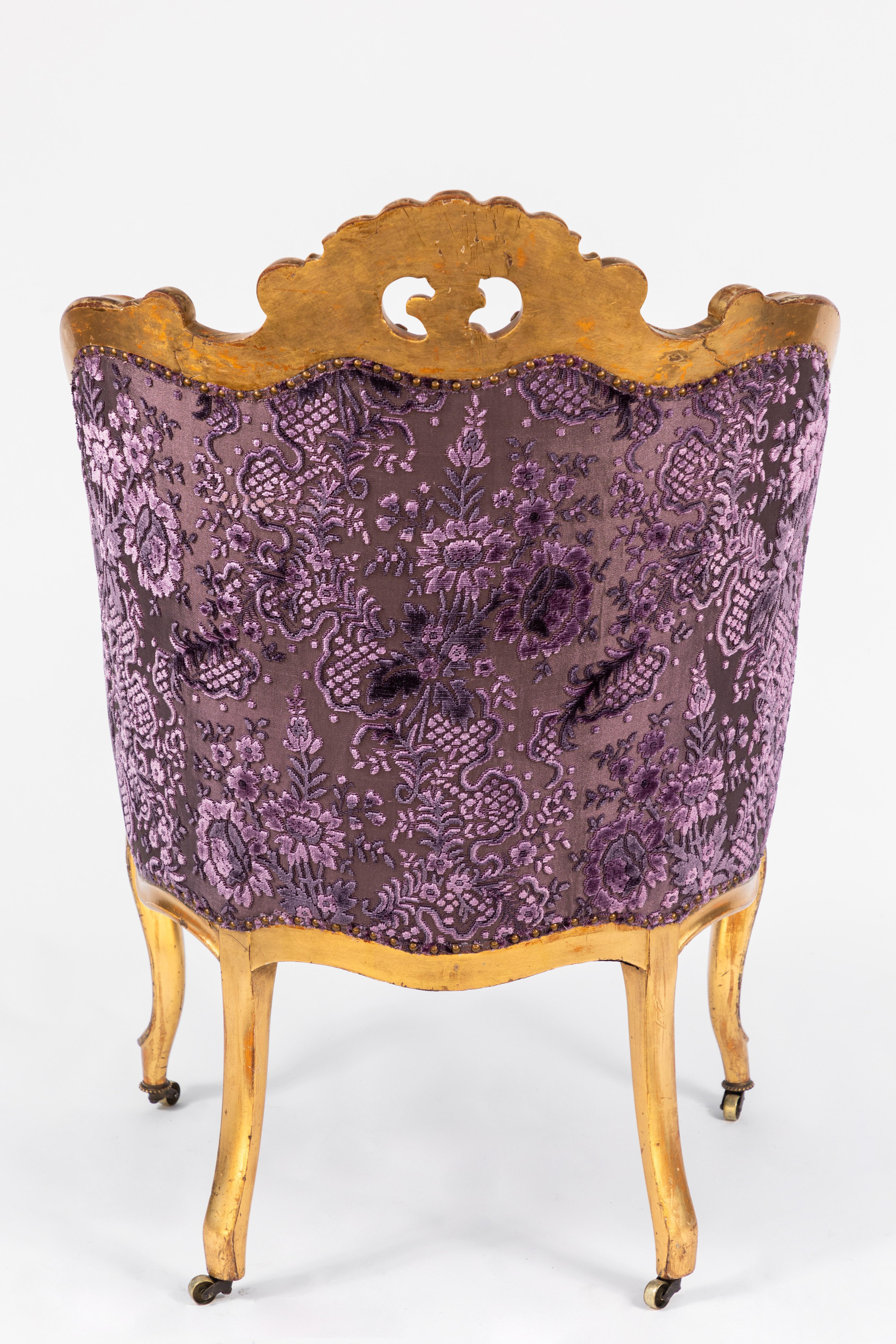 fauteuil en bois doré italien du 19ème siècle en vente 2