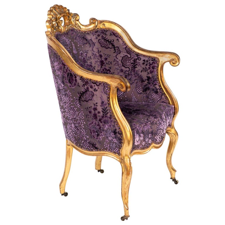 19th Century Italian Giltwood Armchair For Sale