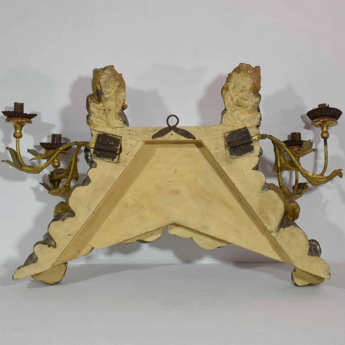 19th Century Italian Giltwood Baroque Style Altar with Candleholders and Angels 14