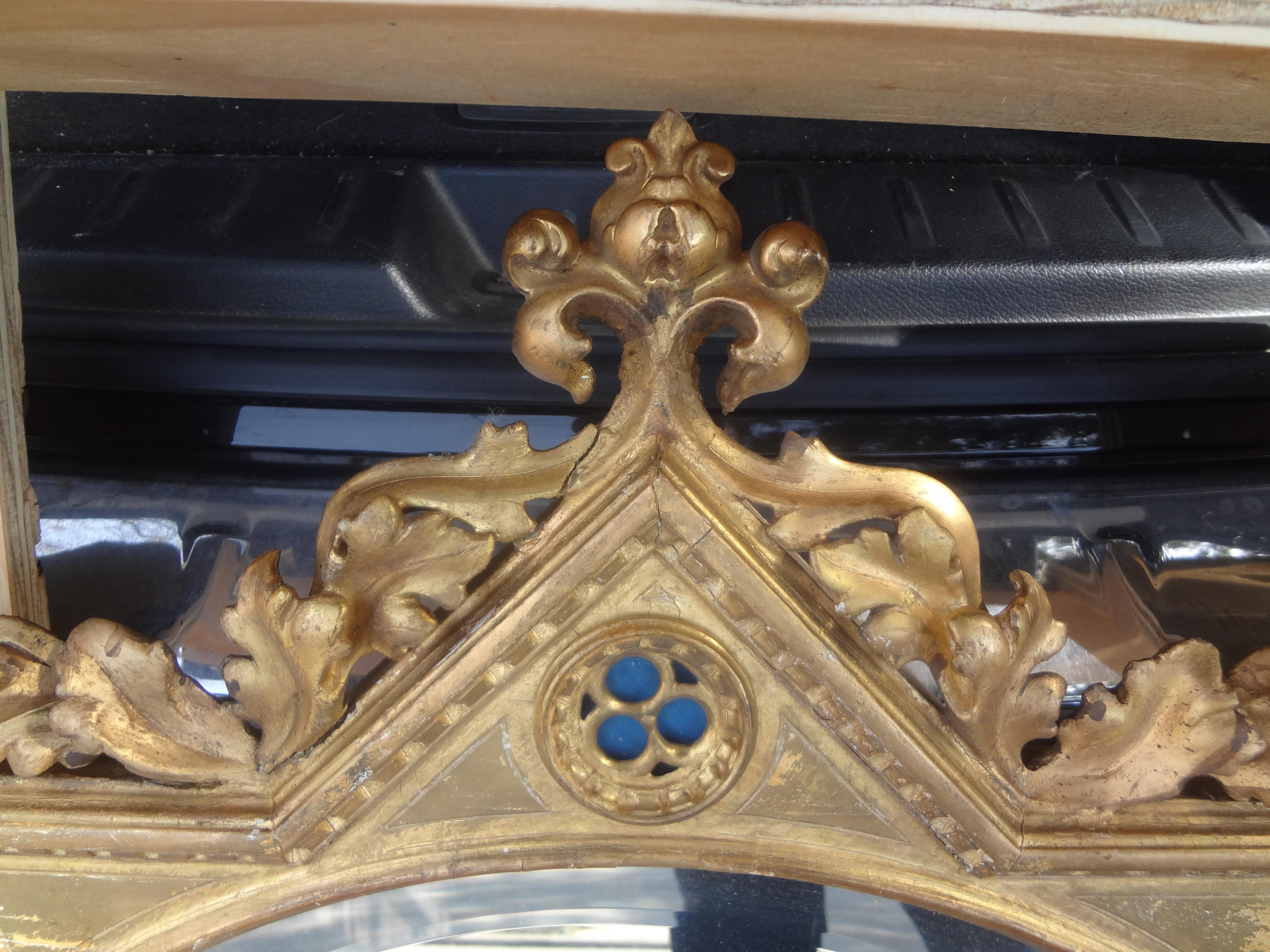 Mid-19th Century 19th Century Italian Giltwood Beveled Mirror For Sale