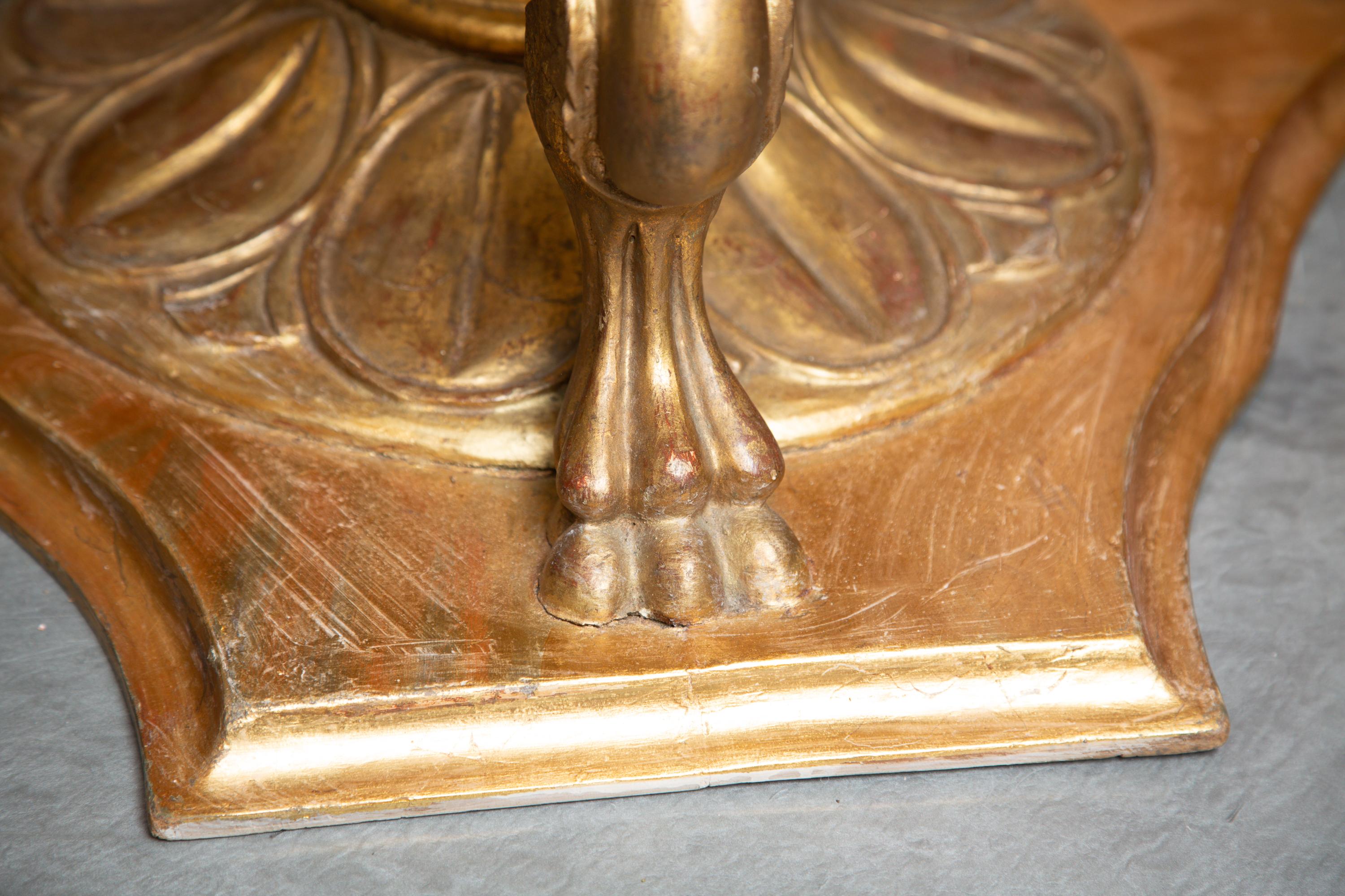 Other 19th Century Italian Giltwood Center Table with Later Limestone Top