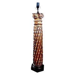 Lampe à colonne corinthienne italienne du 19ème siècle en bois doré