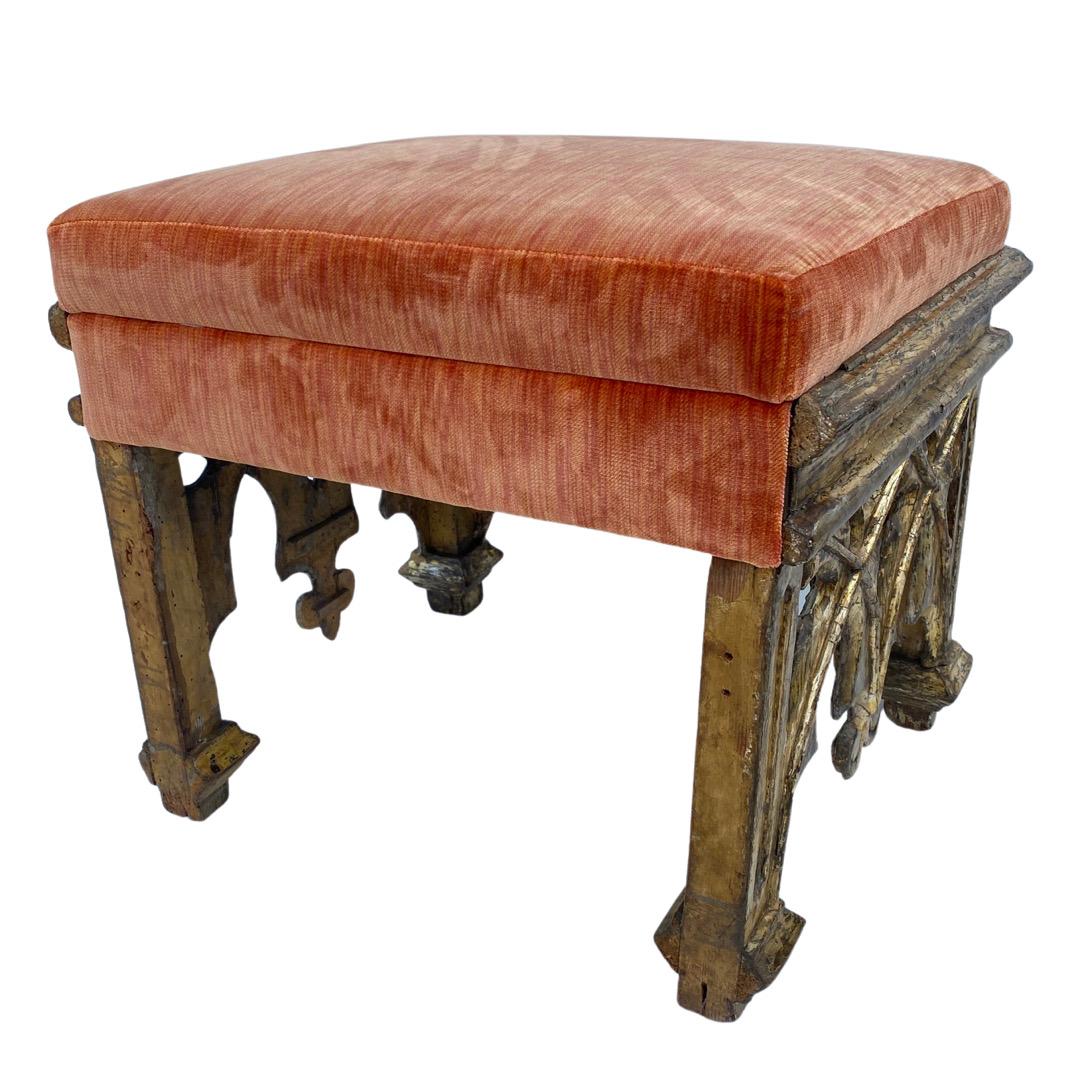 19th Century Italian Giltwood Gothic Benches In Excellent Condition In Los Angeles, CA