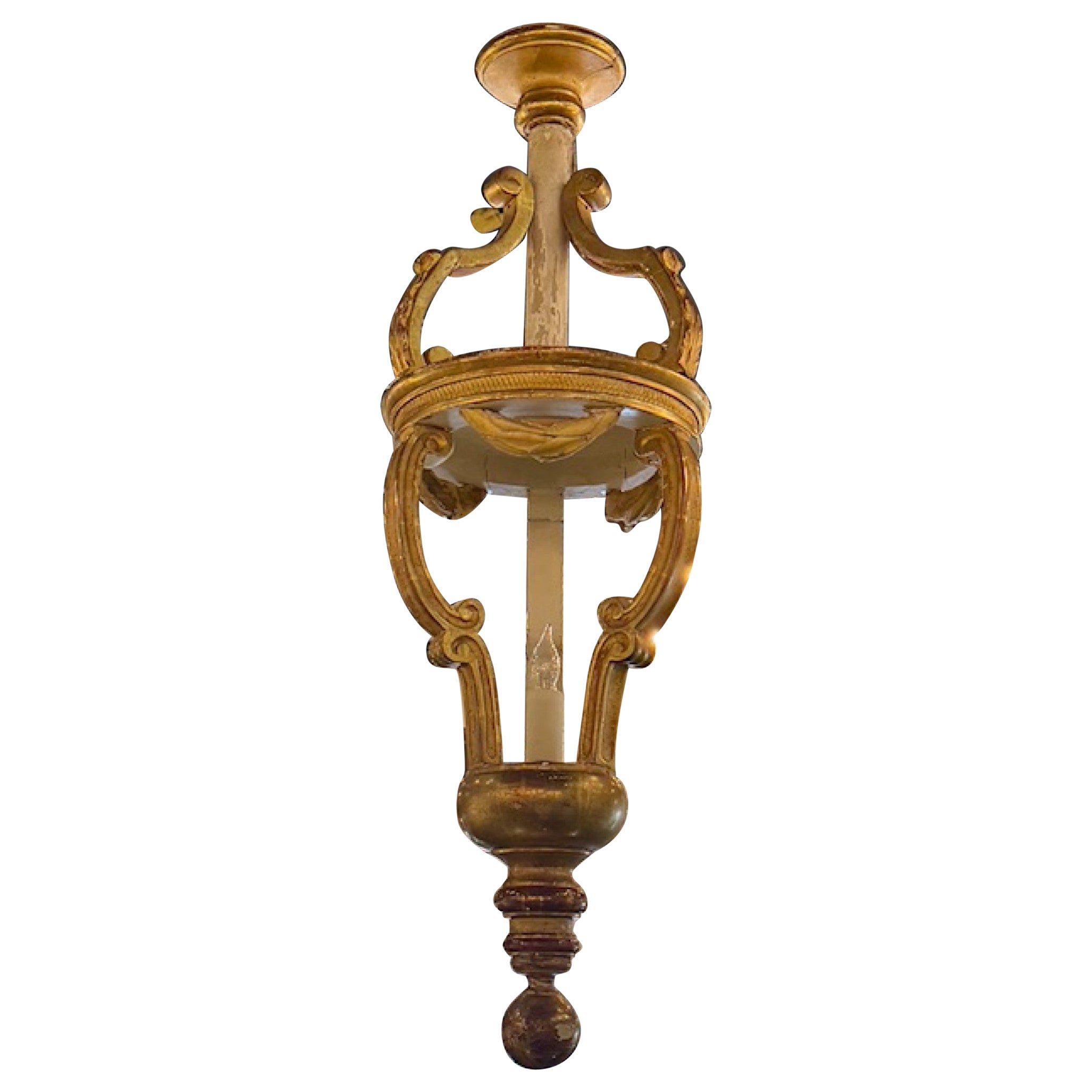 Lanterne italienne en bois doré du 19ème siècle