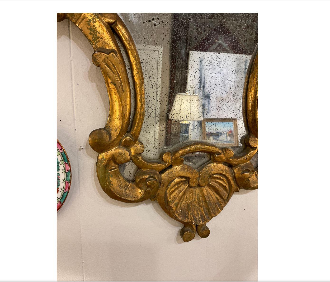 Miroir italien en bois doré du 19e siècle Bon état - En vente à Nashville, TN