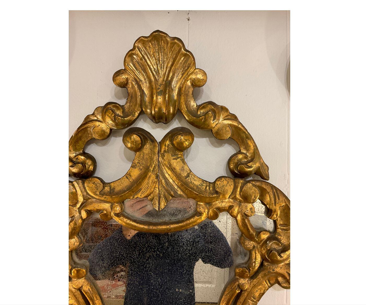 XIXe siècle Miroir italien en bois doré du 19e siècle en vente