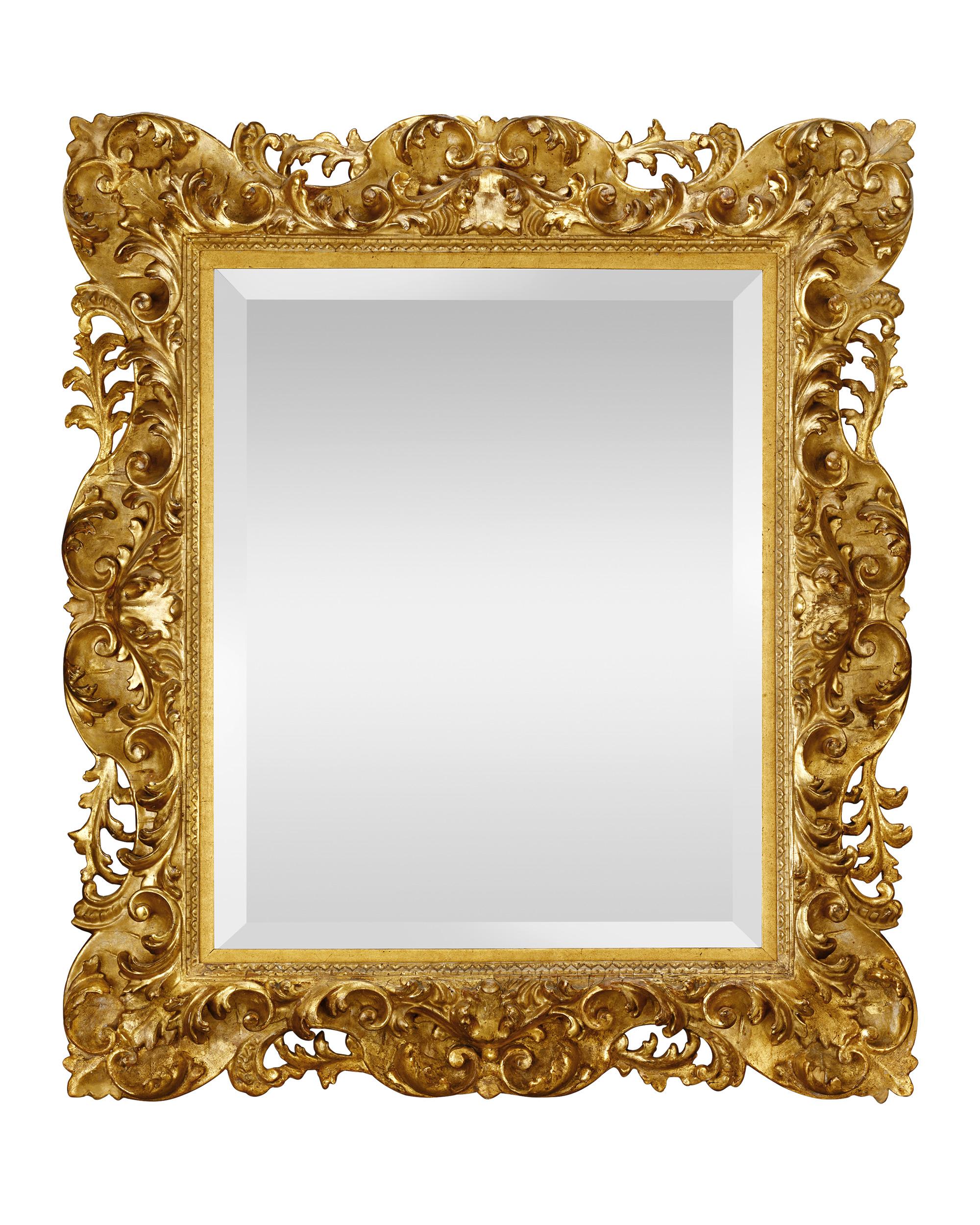 Hand-Carved 19th-Century Italian Giltwood Mirror For Sale