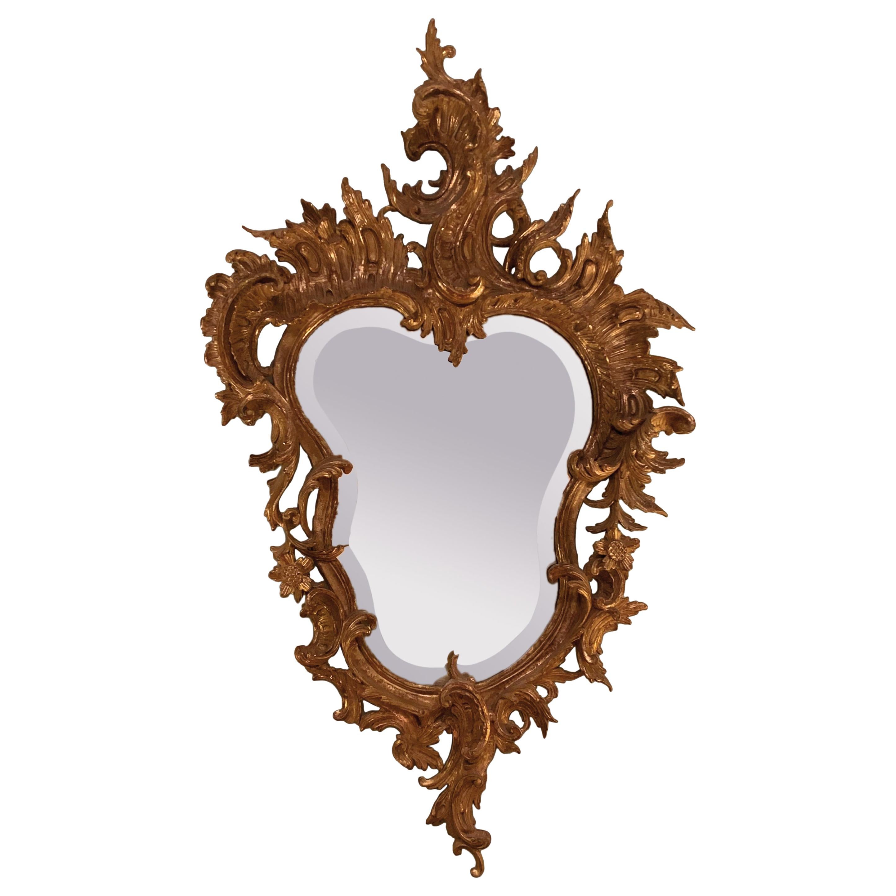 Miroir italien en bois doré du 19e siècle