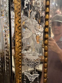 19th Century Italian Giltwood Mirror with Etched Venetian Glass