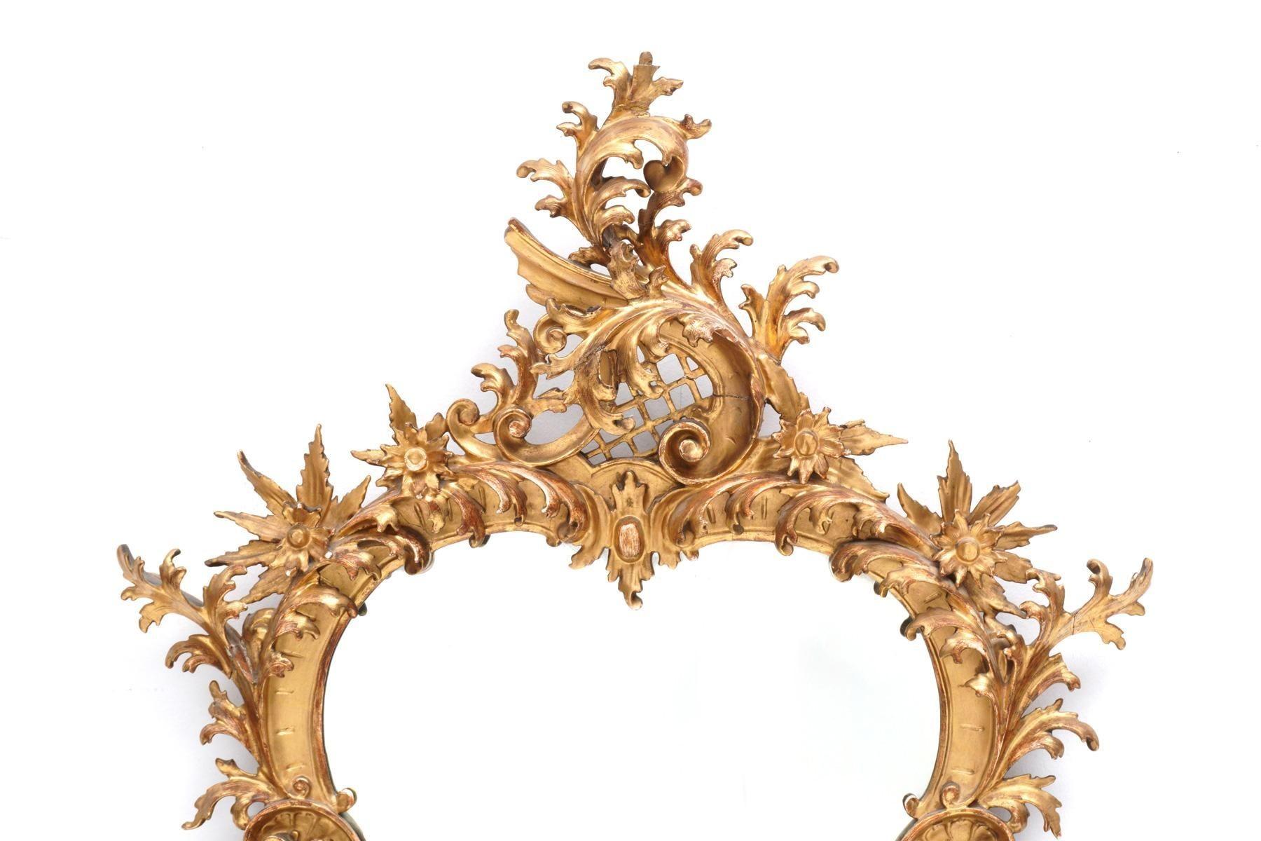 19th Century Italian Giltwood Rococo Style Mirror In Good Condition For Sale In Los Angeles, CA