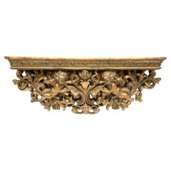 19th Century Italian Giltwood Shelf with Carved Angels