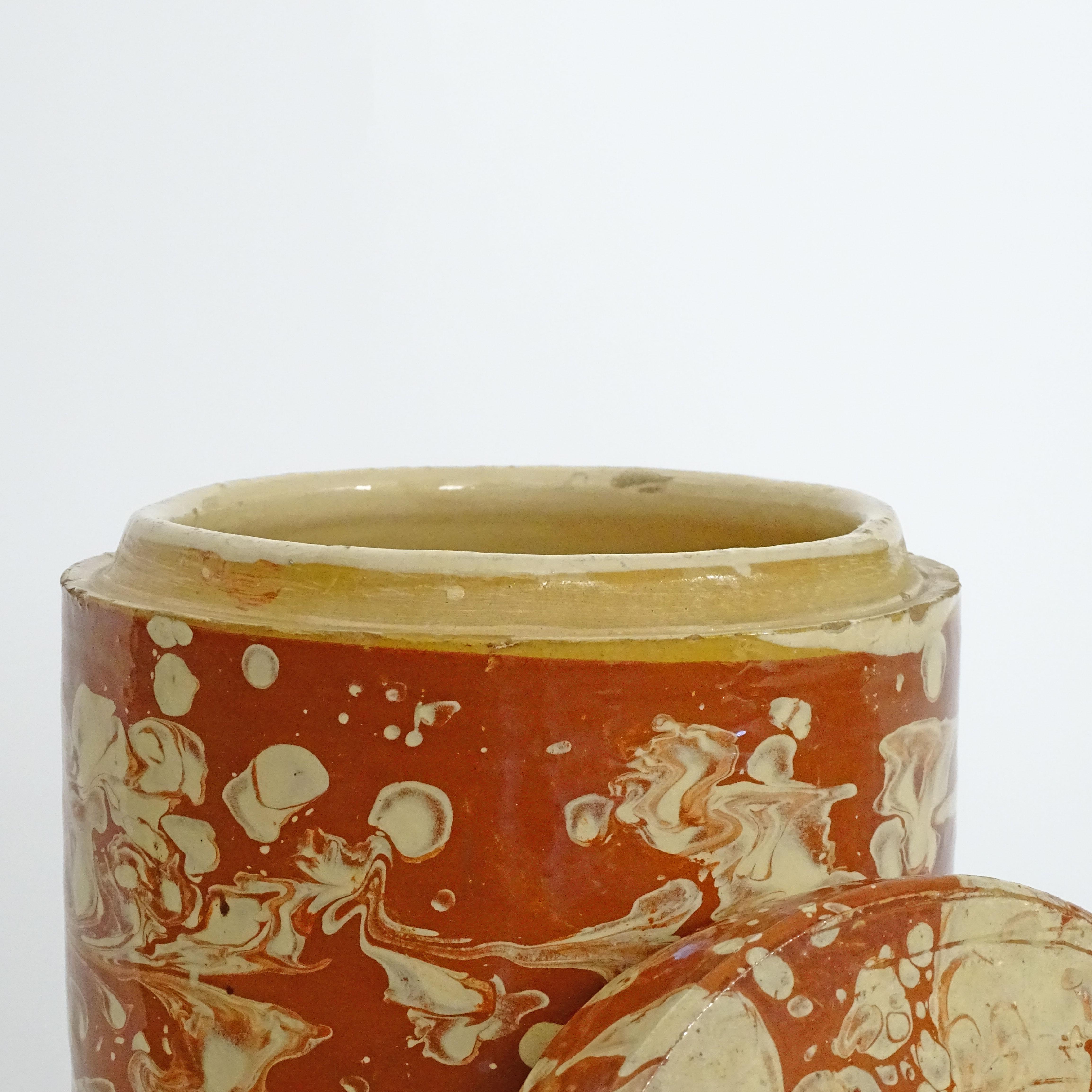 19th century Italian glazed ceramic sardines jar In Good Condition For Sale In Milan, IT