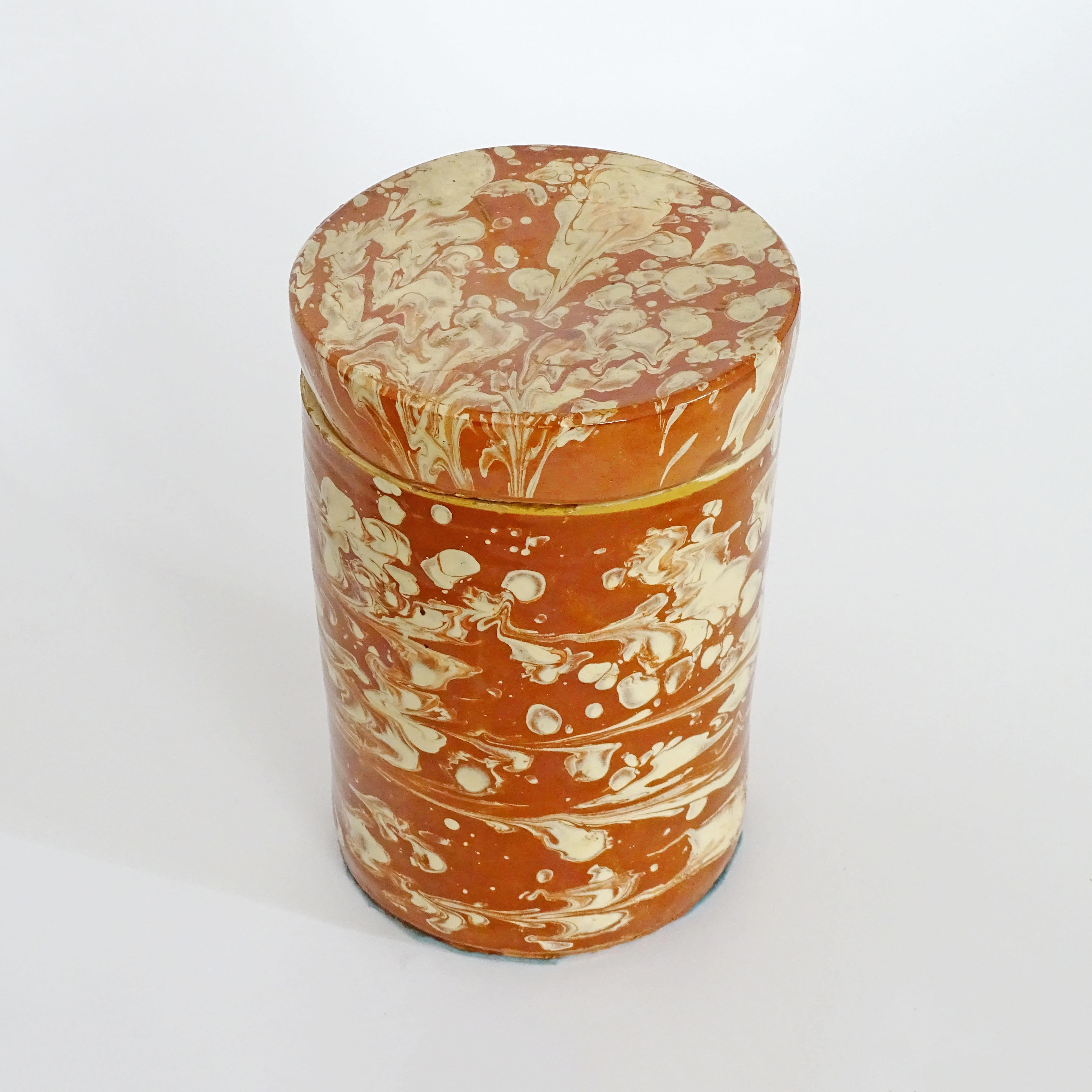 Ceramic 19th century Italian glazed ceramic sardines jar For Sale