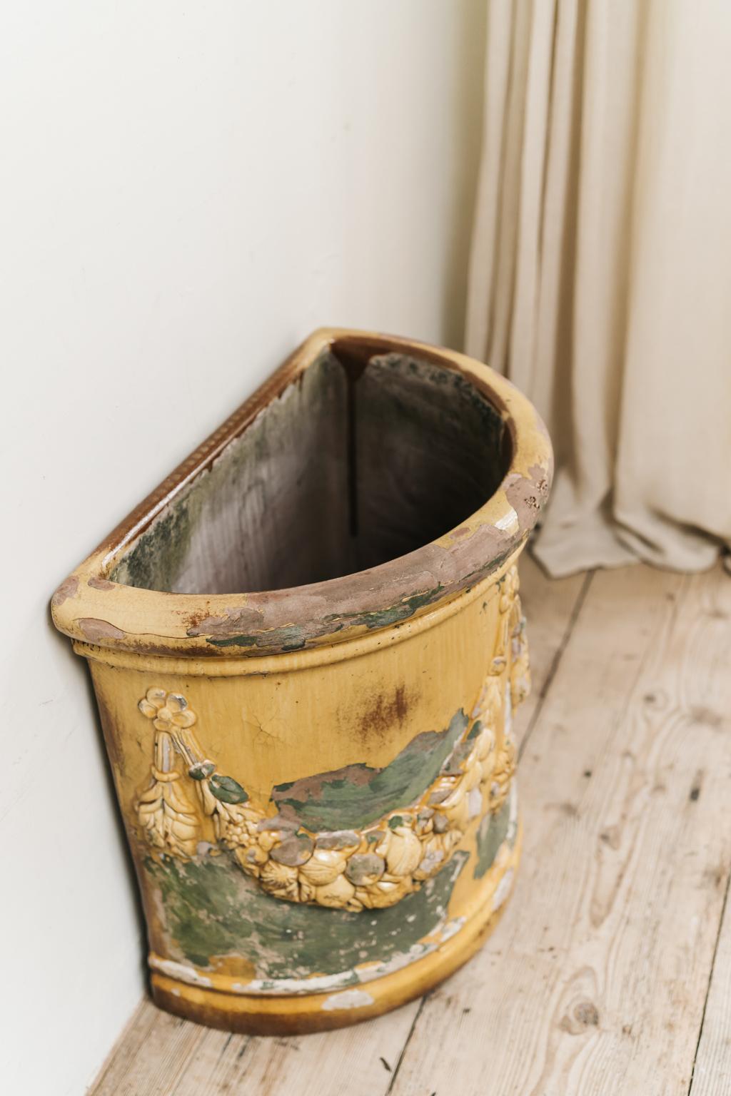Terracotta 19th Century Italian Glazed Terra Cotta Planter/Jardinière