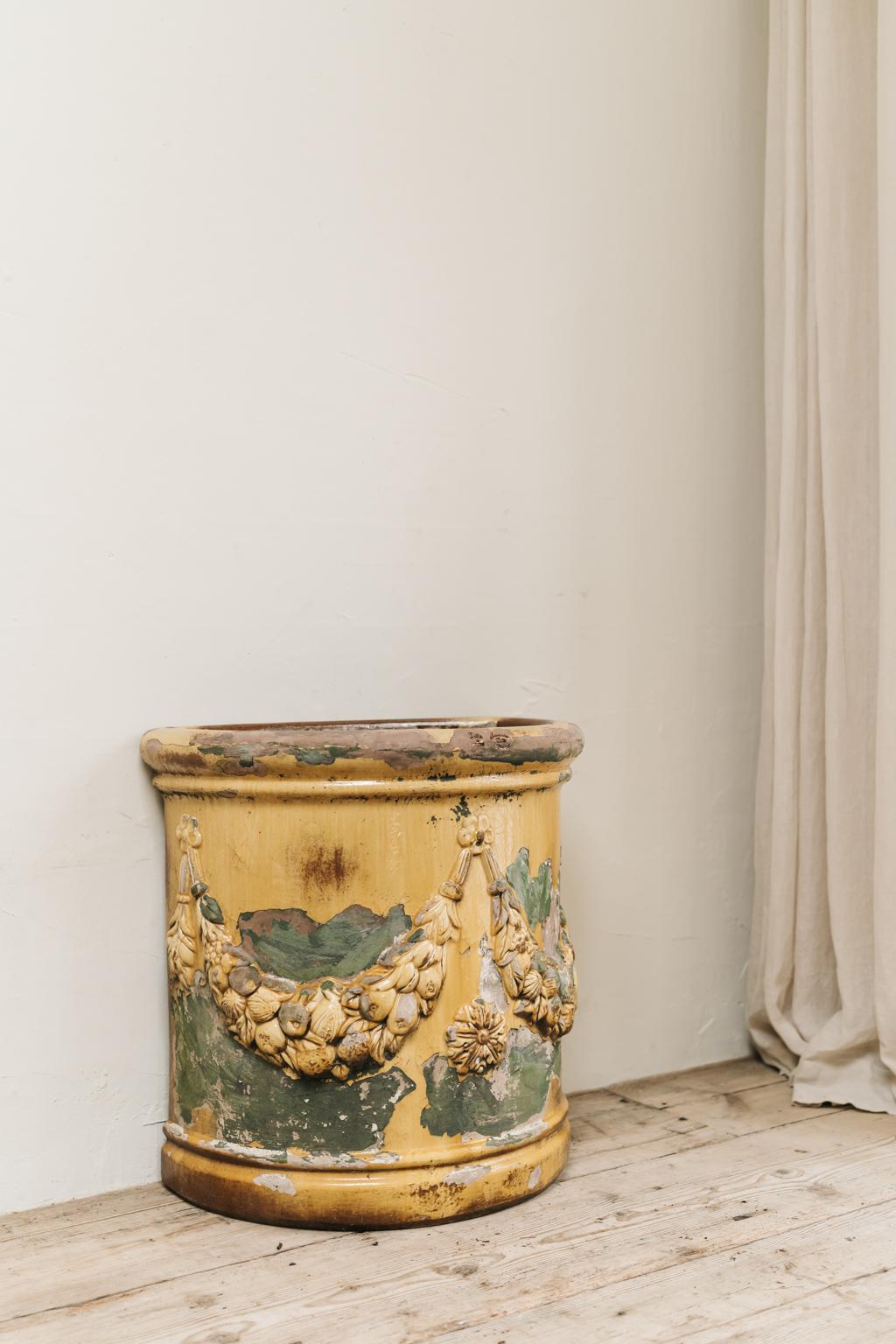 19th Century Italian Glazed Terra Cotta Planter/Jardinière 1