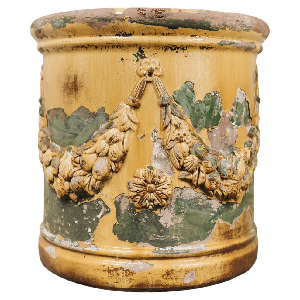 19th Century Italian Glazed Terra Cotta Planter/Jardinière