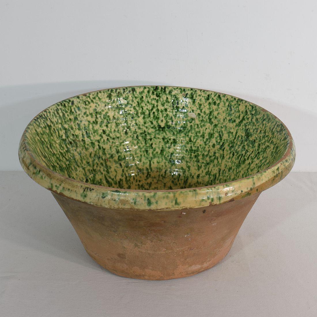 19th Century Italian Glazed Terracotta Dairy Bowl In Good Condition In Buisson, FR
