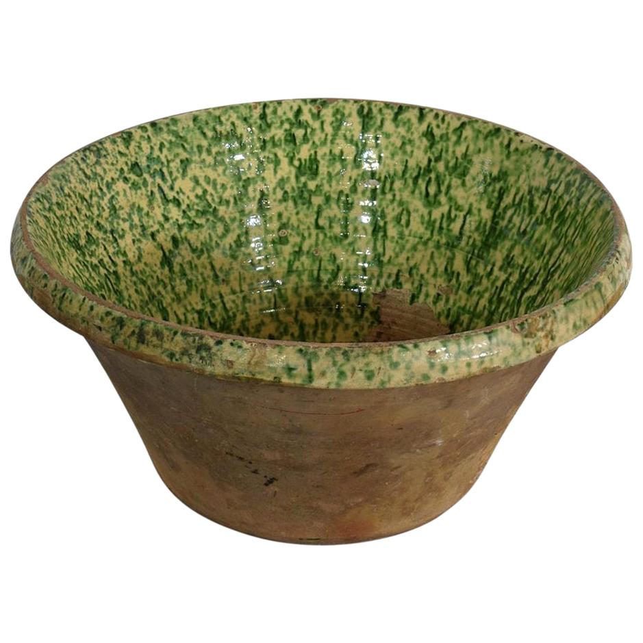 19th Century French Green Glazed Terracotta Decorative Bowl from