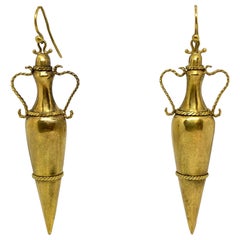 19th Century Italian Yellow Gold Dangle Drop Earrings
