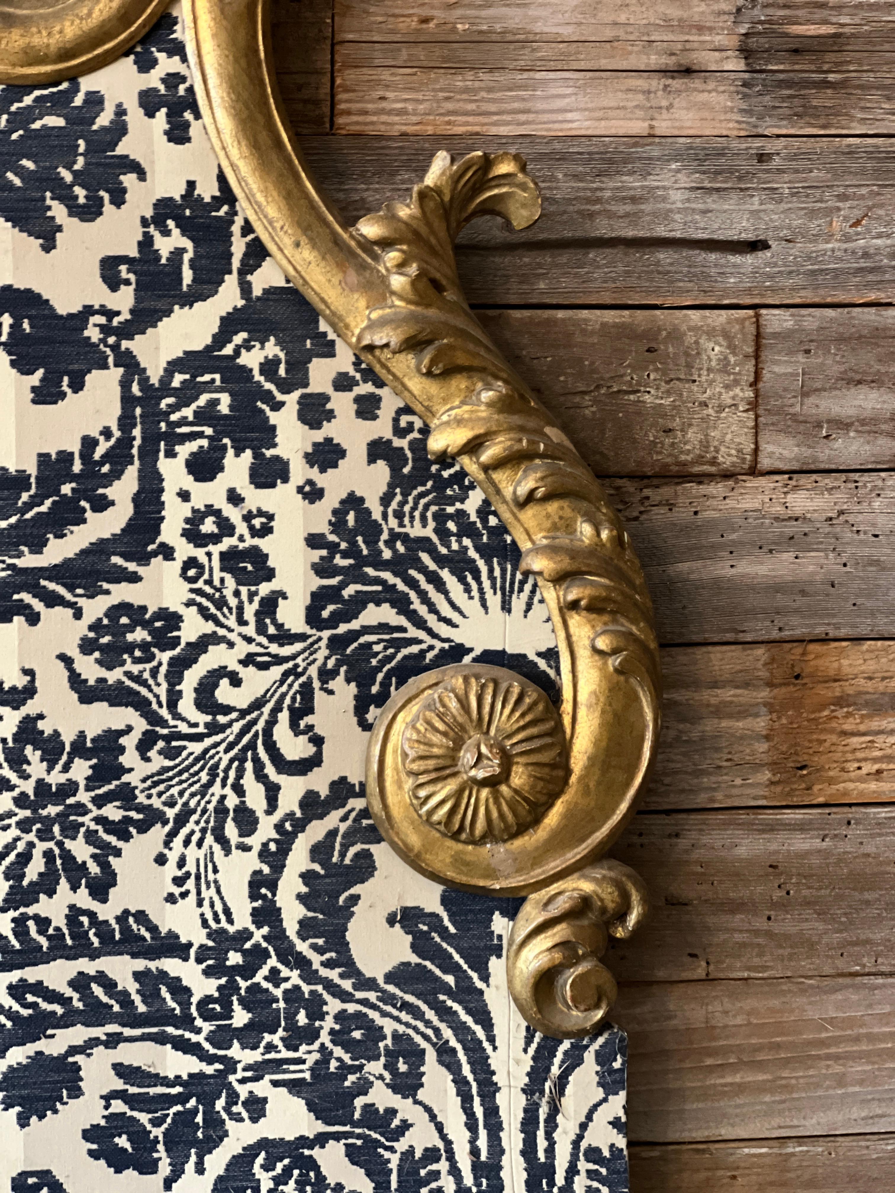 Hand-Carved 19th Century Italian Gold Gilt Headboard For Sale