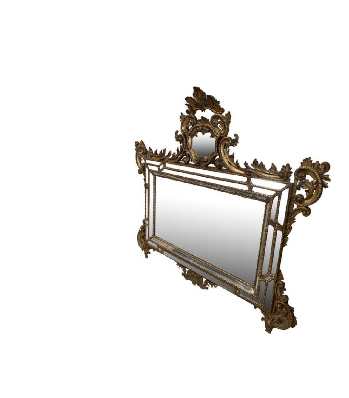 19th Century Italian Gold Gilt Mirror In Good Condition For Sale In San Angelo, TX