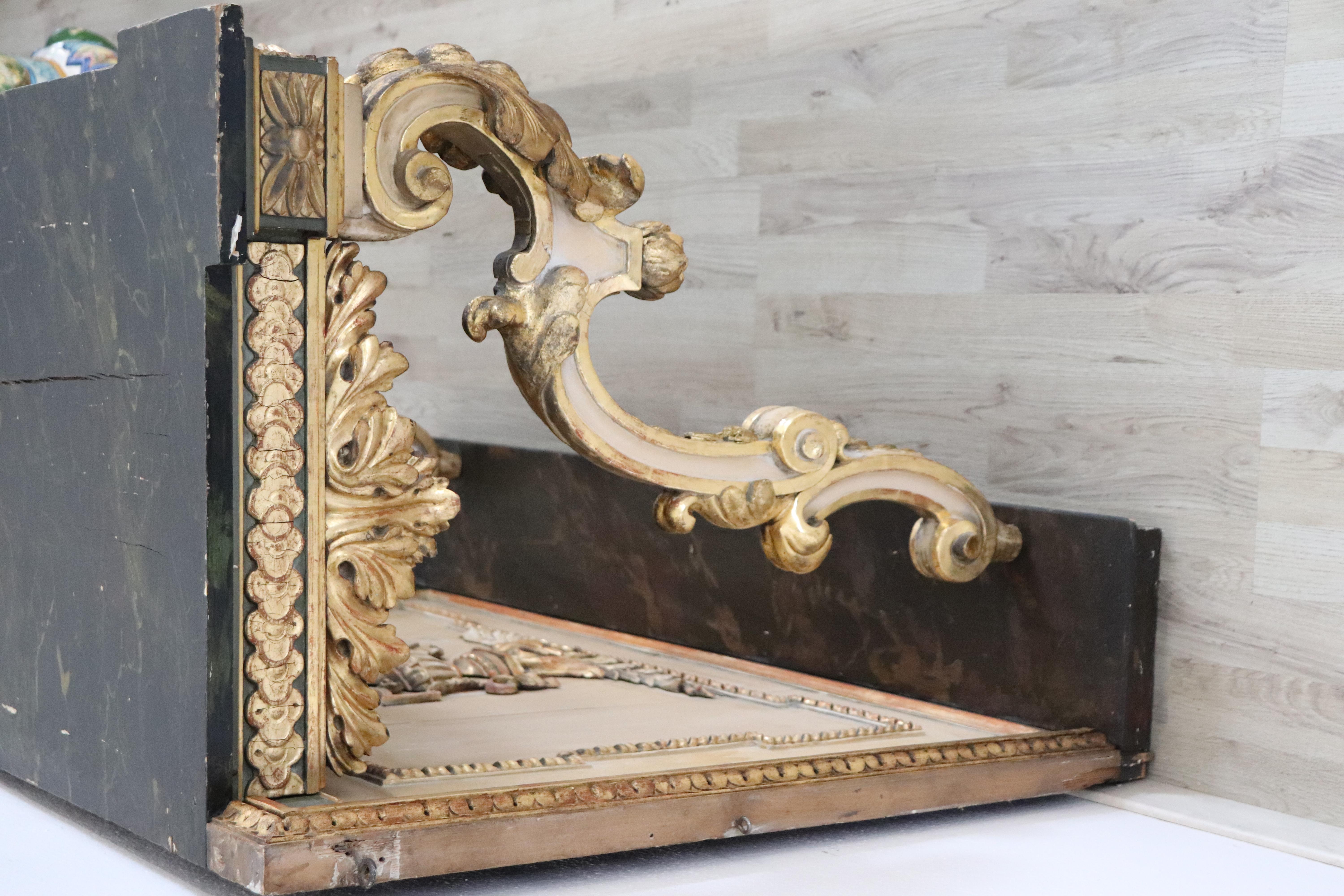 19th Century Italian Golden and Lacquered Wood Large Console Table 11