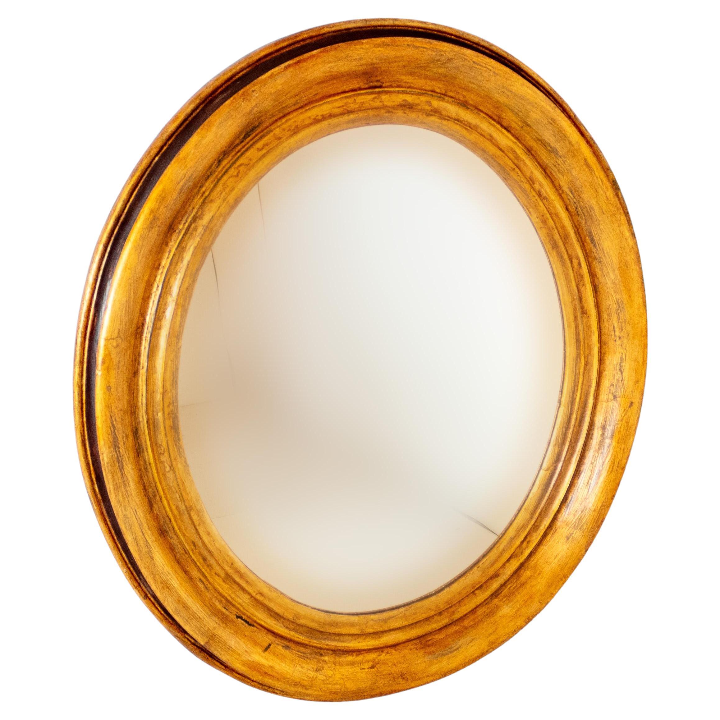 19th Century Italian Golden Wood Oval Mirror