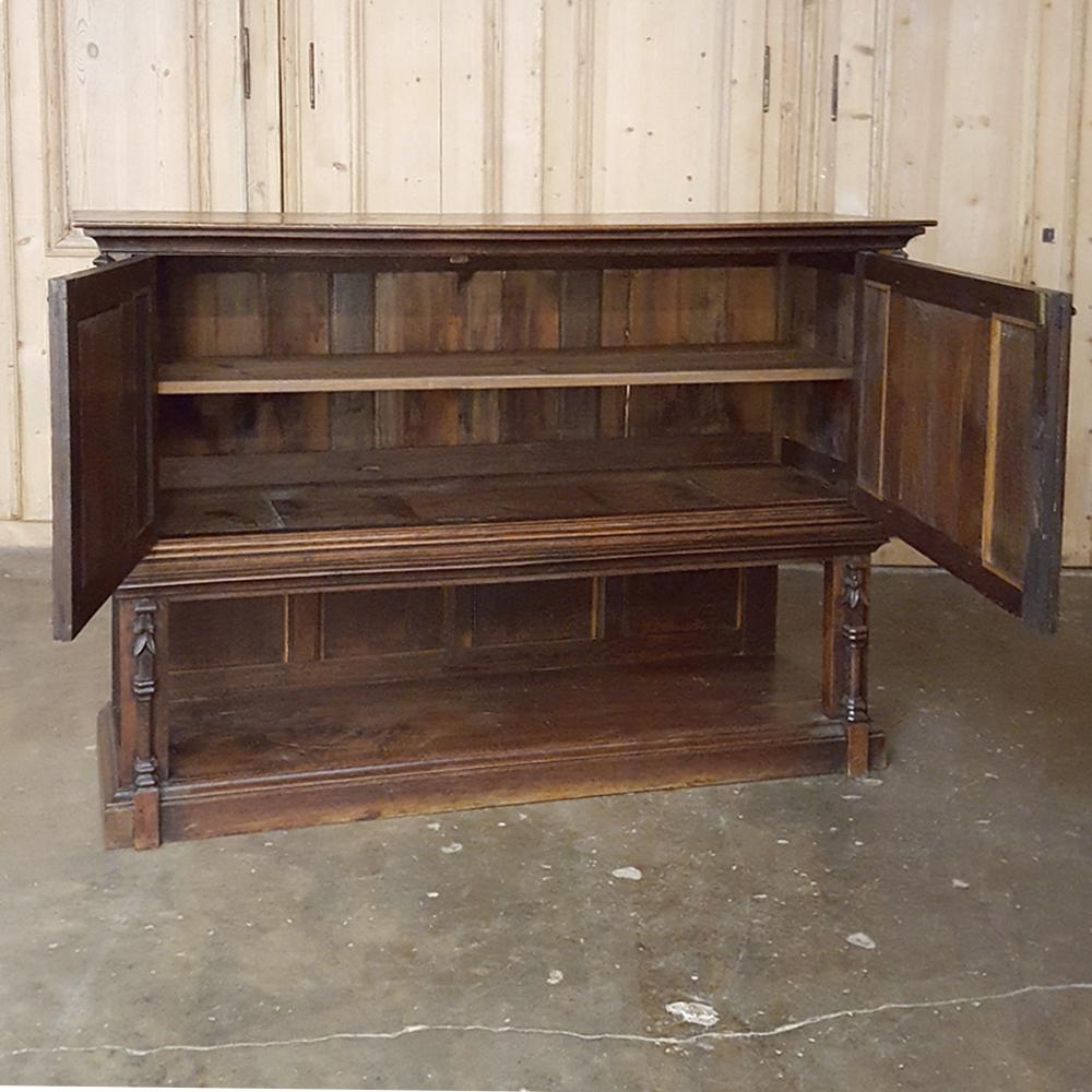19th Century Italian Gothic Walnut Buffet with Painted Panels In Good Condition For Sale In Dallas, TX