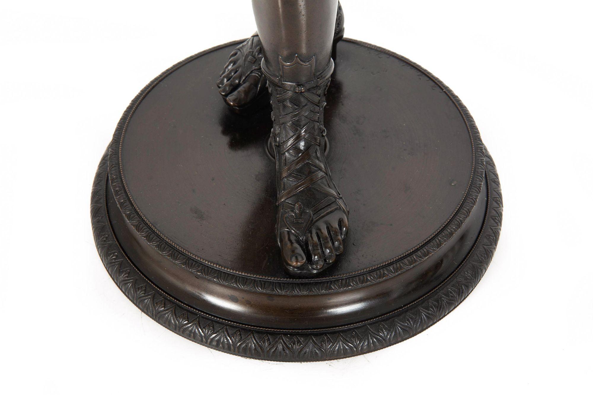 19th Century Italian Grand Tour Antique Bronze Sculpture of “Narcissus” For Sale 9