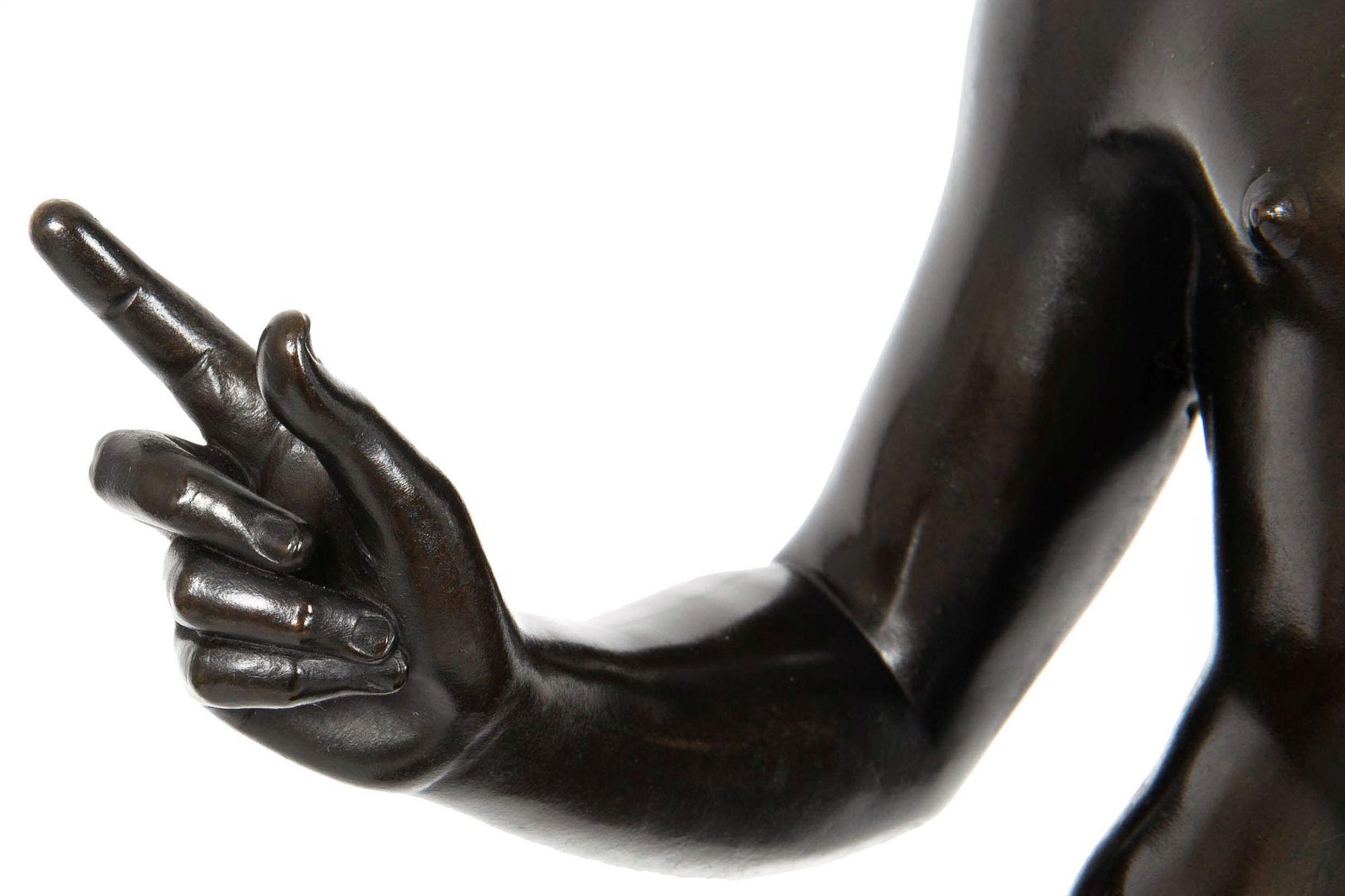 19th Century Italian Grand Tour Antique Bronze Sculpture of “Narcissus” For Sale 10