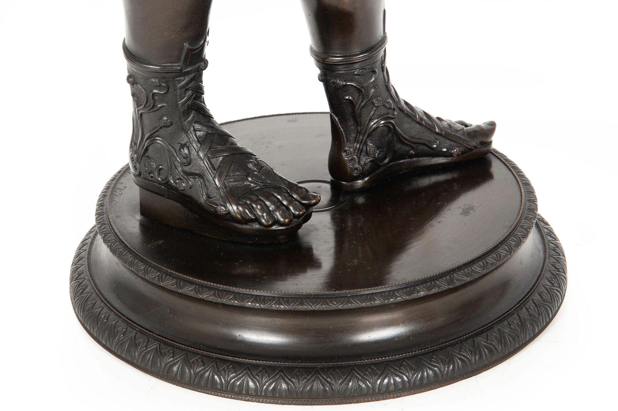 19th Century Italian Grand Tour Antique Bronze Sculpture of “Narcissus” For Sale 15