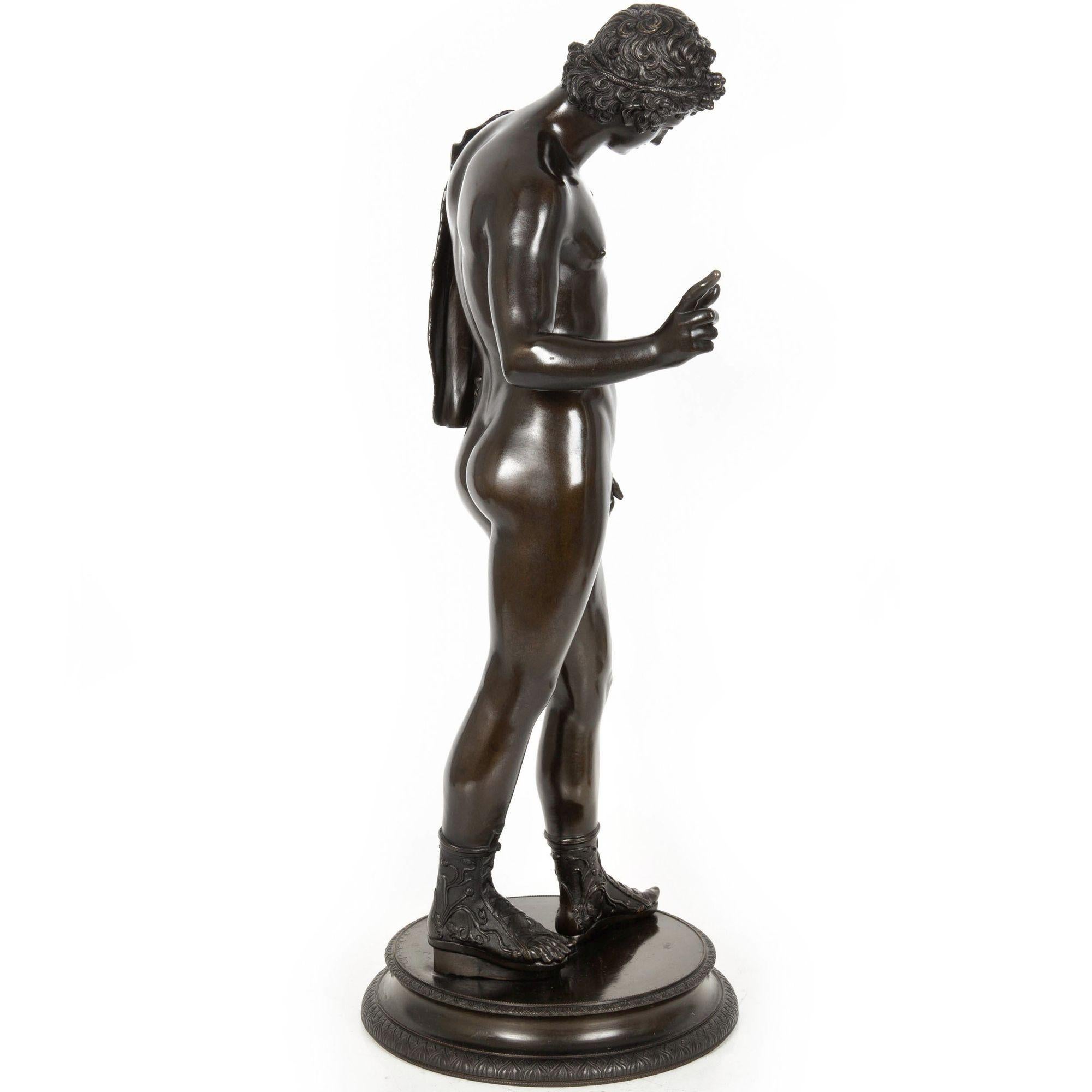 19th Century Italian Grand Tour Antique Bronze Sculpture of “Narcissus” In Good Condition For Sale In Shippensburg, PA