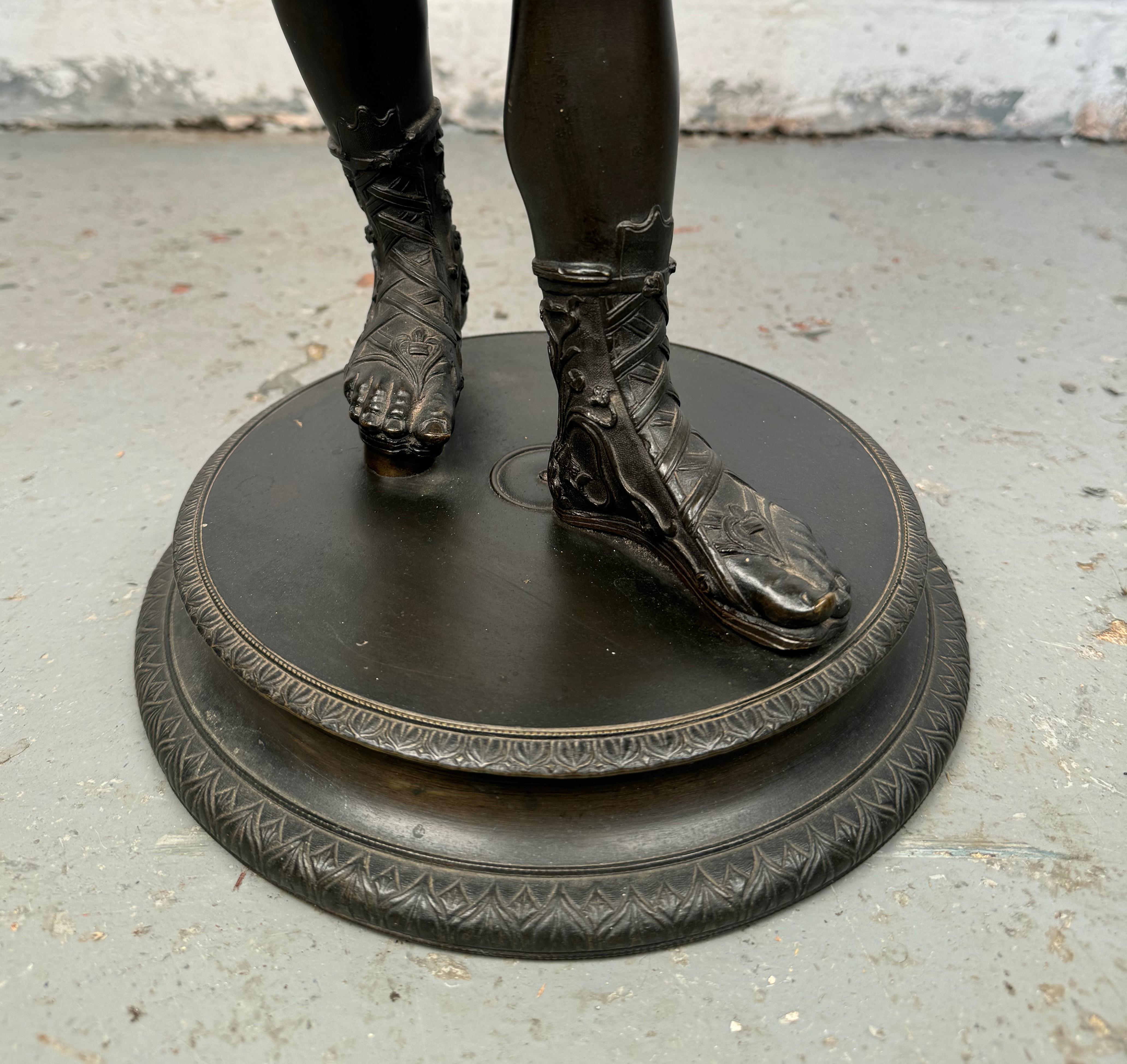 19th Century Italian Grand Tour Antique Bronze Sculpture of “Narcissus” In Good Condition For Sale In Brooklyn, NY