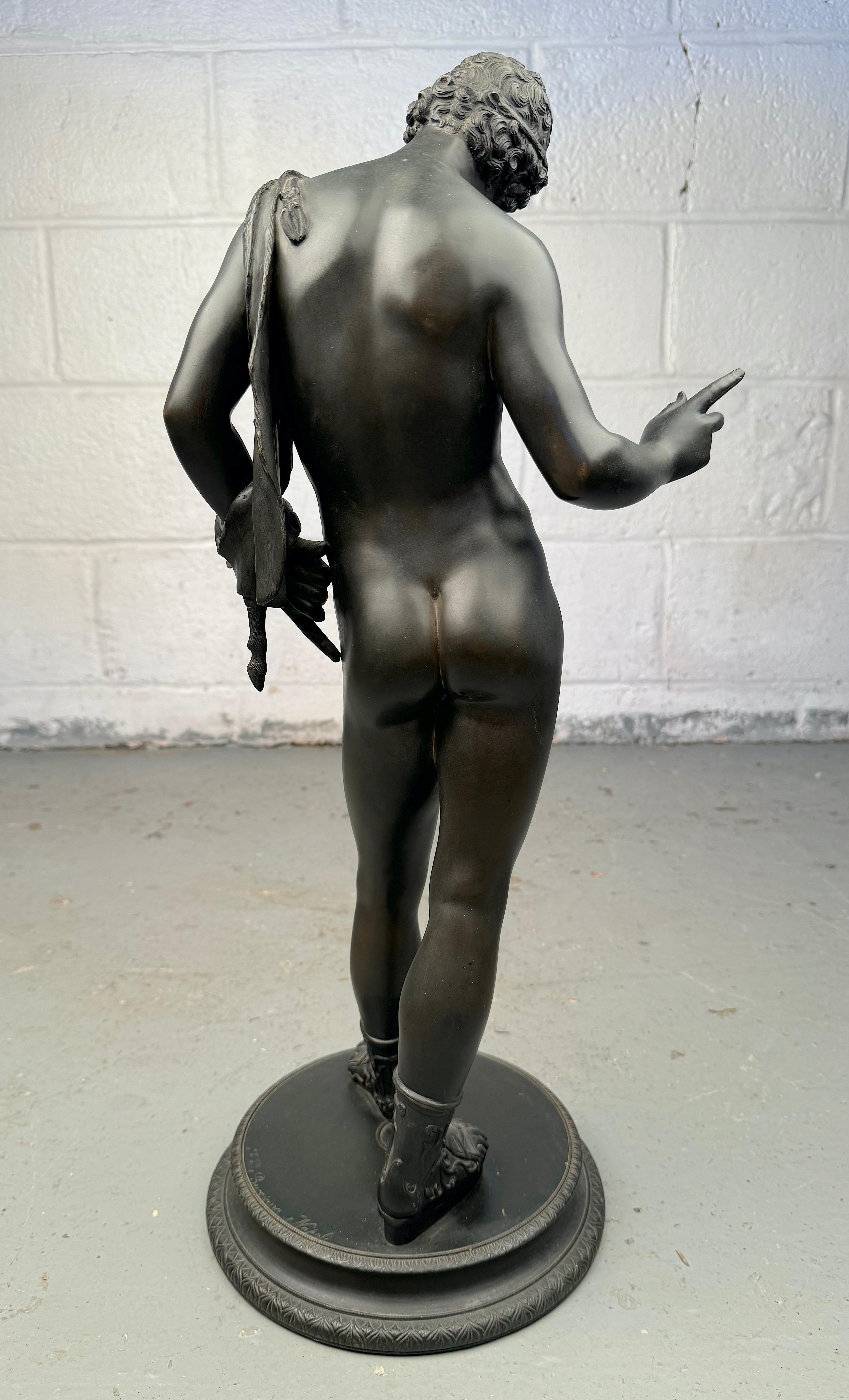 19th Century Italian Grand Tour Antique Bronze Sculpture of “Narcissus” For Sale 5