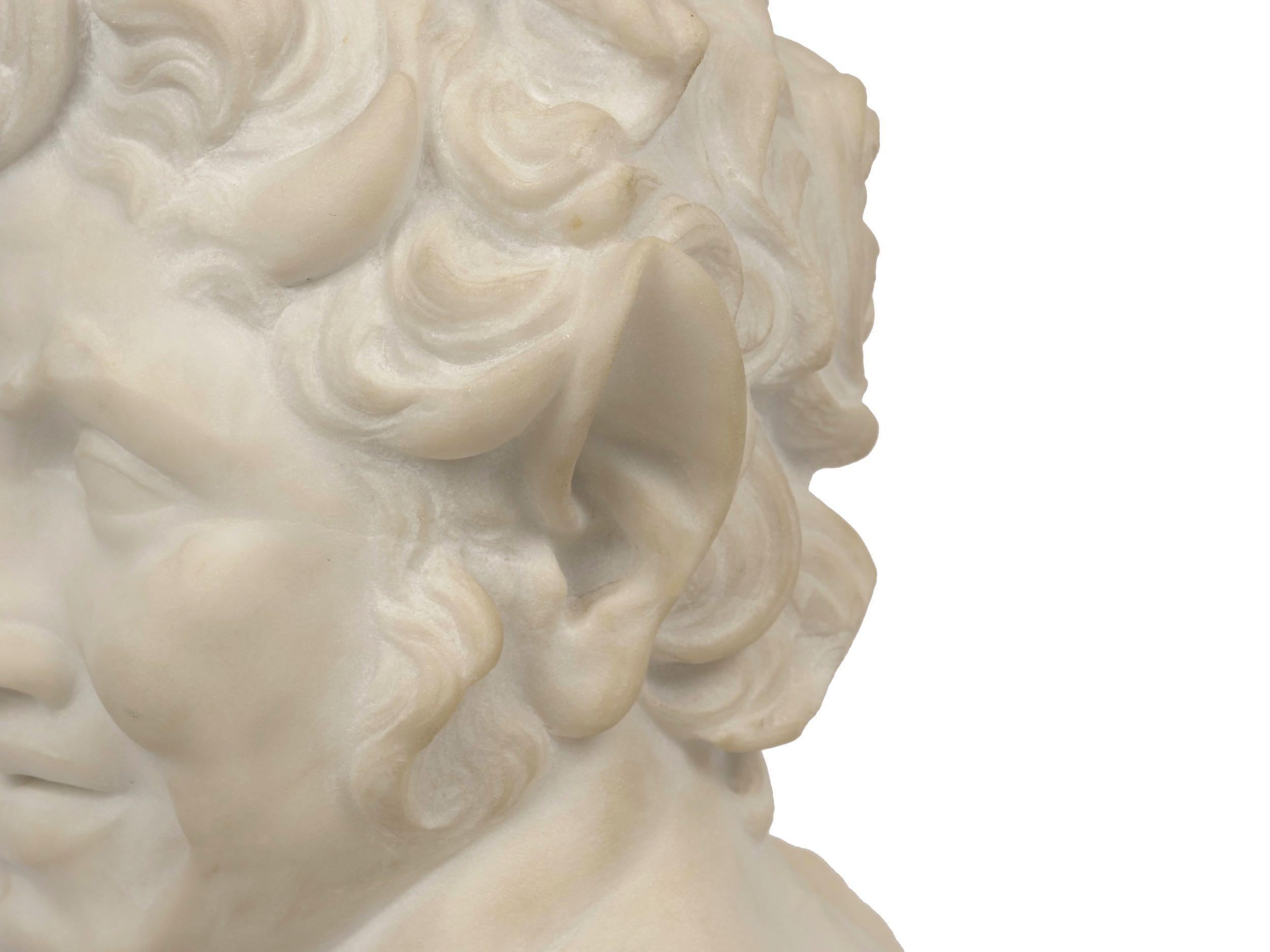 19th Century Italian Grand Tour Antique Carved Marble Bust of a Satyr 13