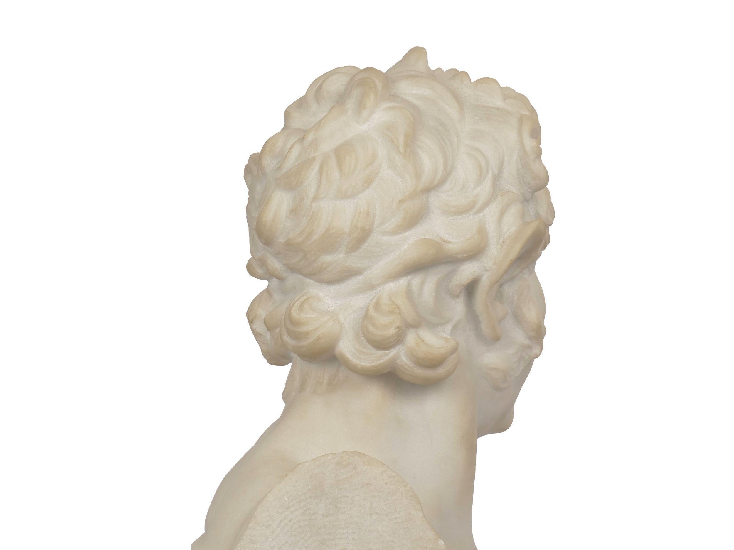 19th Century Italian Grand Tour Antique Carved Marble Bust of a Satyr 14