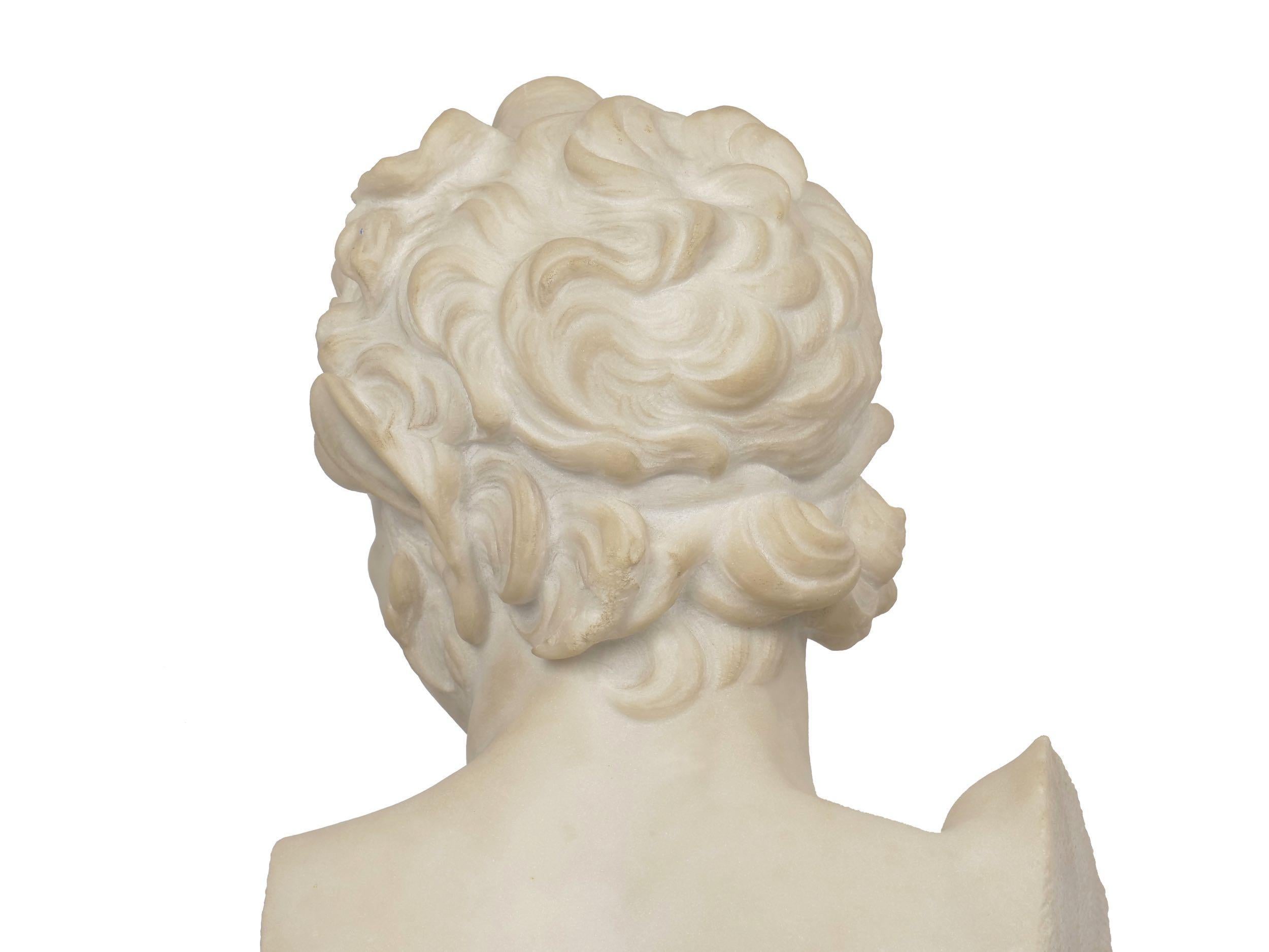 19th Century Italian Grand Tour Antique Carved Marble Bust of a Satyr 6