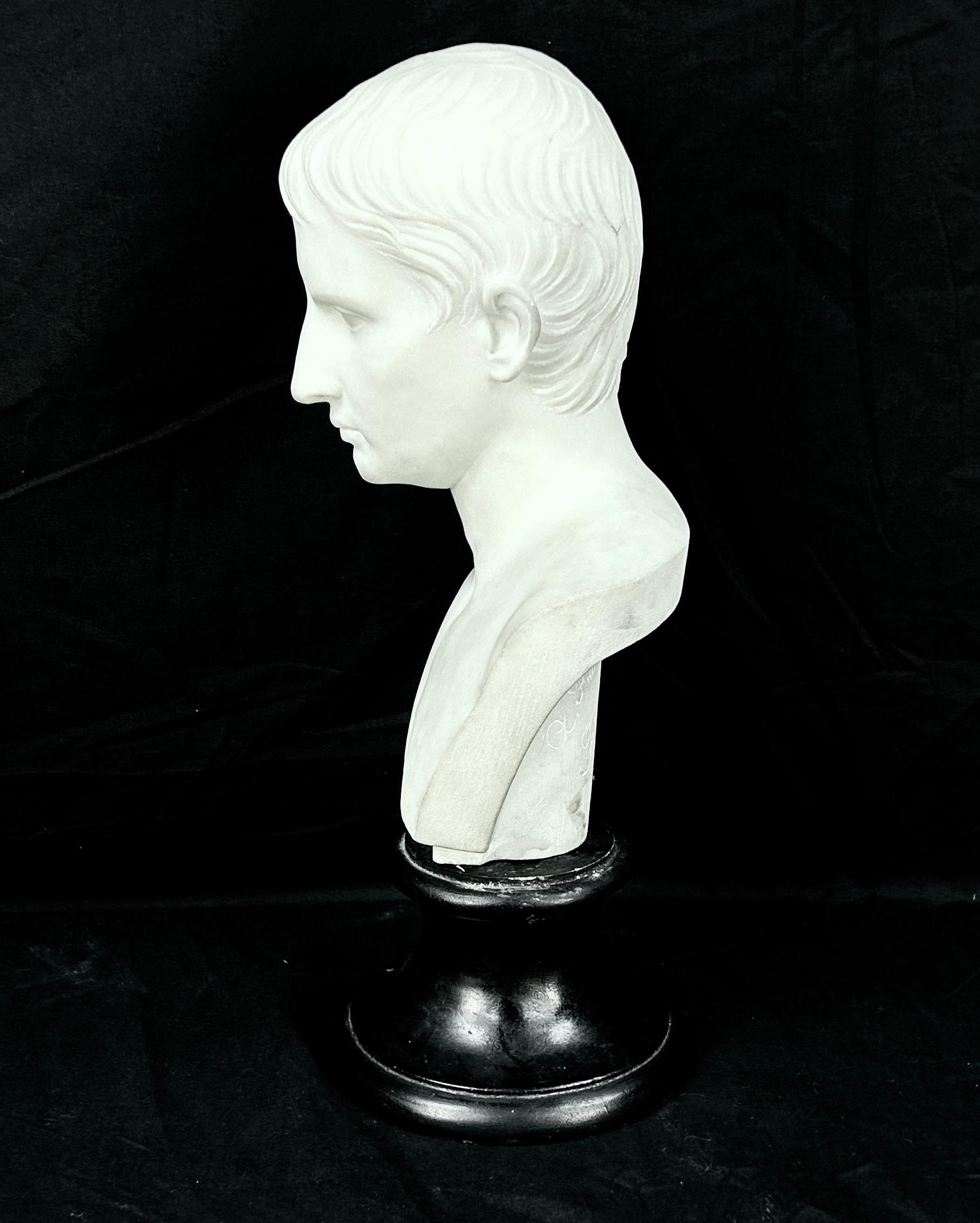 Classical Roman 19th Century Italian Grand Tour Augustus Caesar Bust By Antonio Frilli For Sale